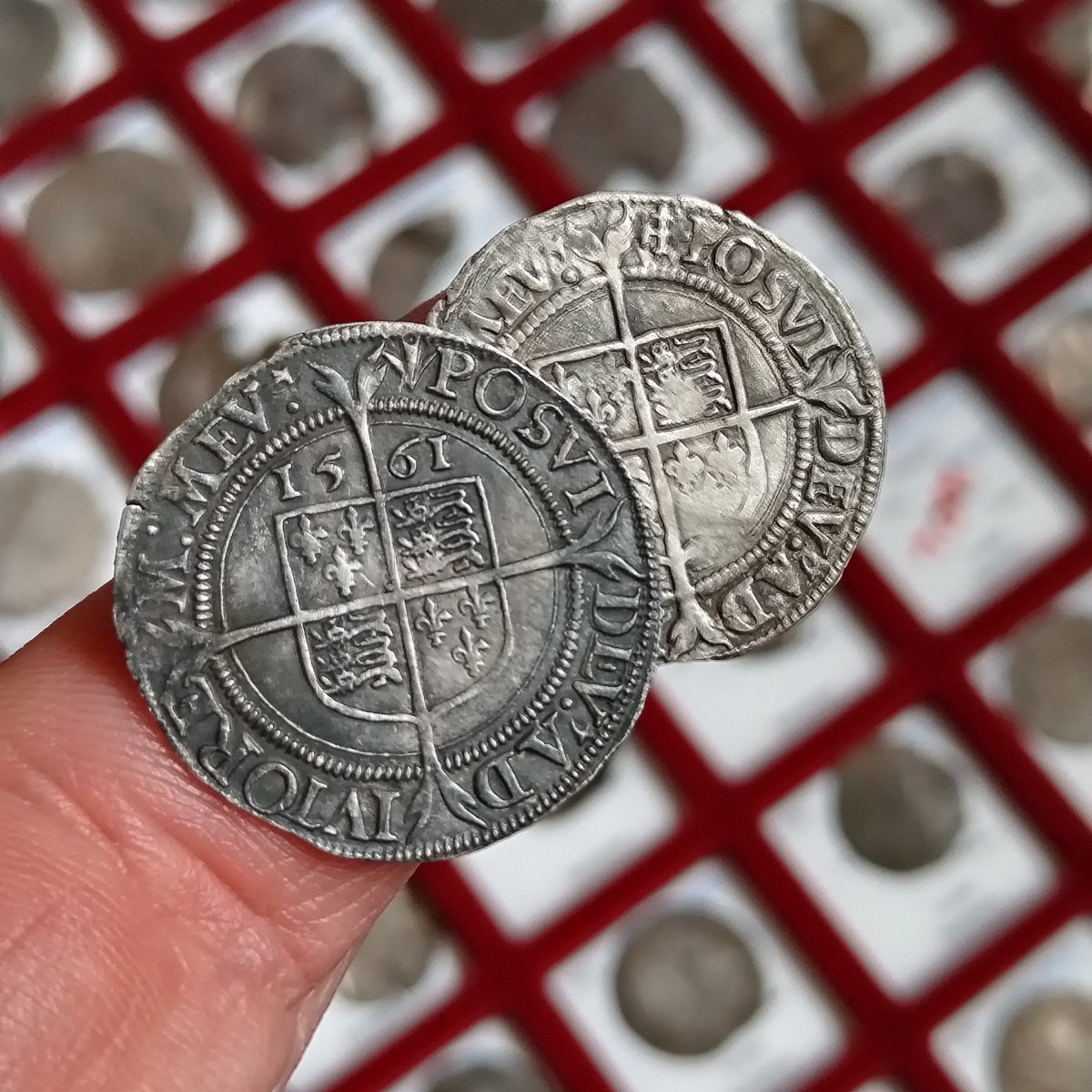 Both found 26th September last year, two of my best Elizabeth I coins.
Sixpence and groat.
AD 1560-1561