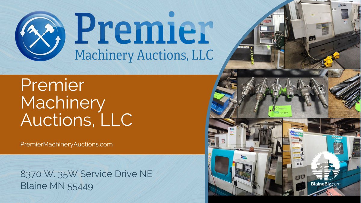 More Blaine Small Business Spotlights for Small Business Month! Today, we're featuring Premier Machinery Auctions LLC. They specialize in industrial equipment liquidation through online auctions, serving various industries nationwide. Learn more at premiermachineryauctions.com