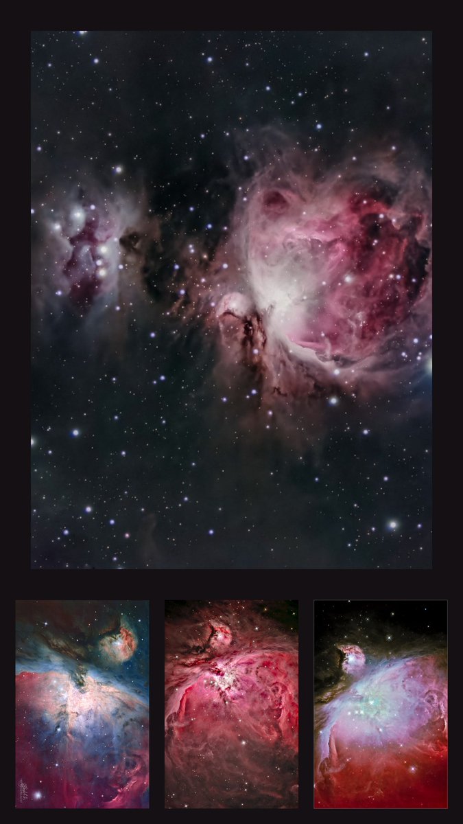 The Orion Nebula, photographed in 4 different ways. I never tire of photographing Orion!

All photos by me.

#astrophotography #astronomy #space #cosmos