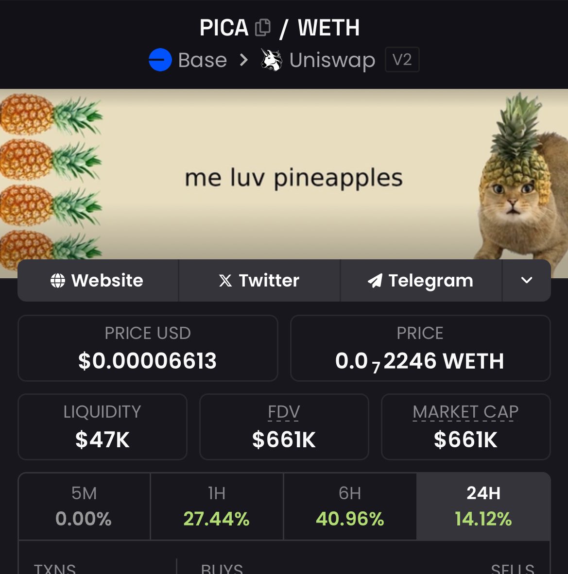 The $PICA team been building hard during these difficult market conditions 

The community is honestly one of the only organic ones on base (similar to $KEYCAT) 

A slight liquidity injection on base and this is going balistic real fucking quick 

Higher 

@picaonbase
