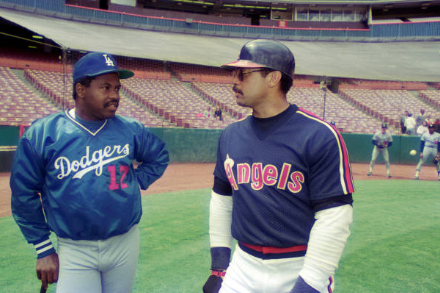 Bill Madlock and Reggie Jackson, 1986 @Dodgers @Angels