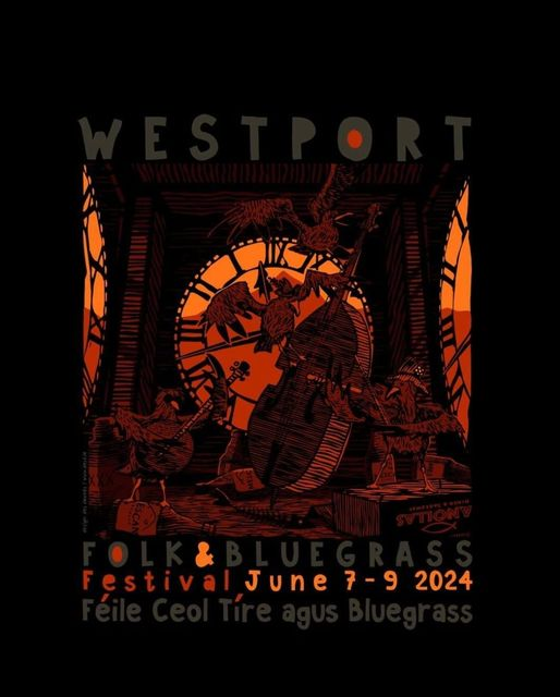 Check out the latest Westport Folk & Bluegrass Festival artwork by the talented @desd101 Spot the Mescan (absolutely no prizes sorry!!) #Mecan