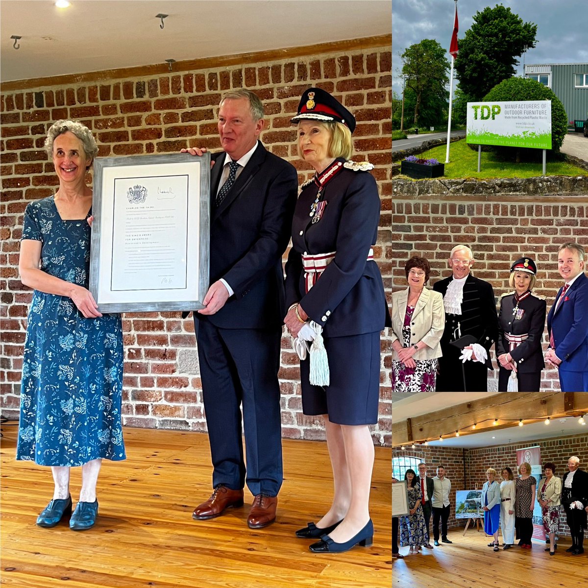 TDP Furniture of Wirksworth prevent 4,500 tonnes of plastic waste going into landfill and polluting waterways. Worthy winners of the Kings Award presented today by HM Lord Lieutenant. Proud to be there and meet their passionate MD Rob Barlow and his committed team. @LLDerbyshire