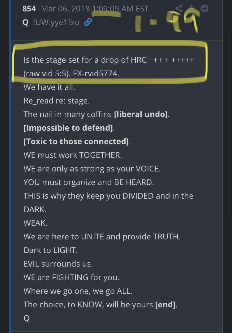 Schiff 👉 COACHing 🟰 🏈 
10 hours👉 10 weeks

Q2870 🏈 posted 1911d ago=TS
[AS]=Schiff
'insurance scheme'=Insurance File=HRC/Huma Frazzledrip

10 weeks ago was 3.6
=Q854 DS RAW VID=Frazzledrip 
1-99=Declas