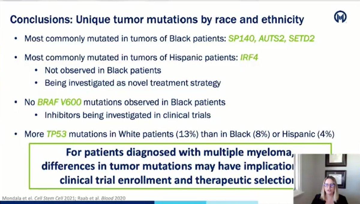 Racial and Ethnic Differences in Clonal Hematopoiesis, Tumor Markers, & Clinical Outcomes of Patients with Multiple Myeloma [Nov 5, 2021; oral: 12/12/21] @nancykgillis et al. Abstract 402 #ASH21 ow.ly/gJ0u50H8TM4 #mmsm #cancerdisparities SETD2 (6% Blck v 1% Wht, p = 0.037)