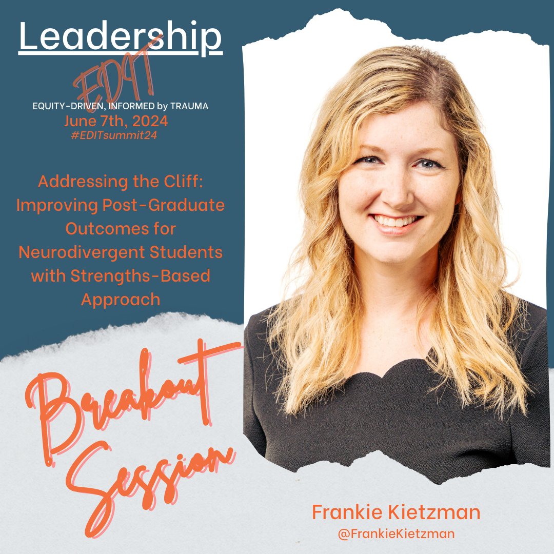 @FrankieKietzman will be w/ us on 6/7 for #EDITSummit24 sharing how to support neurodivergent Ss using a strengths based approach. Will we see you there? Register here: bit.ly/leadershipedit… #TraumaInformed #LeadershipMatters #BetterTogether #ProfessionalDevelopment #EDUcrew