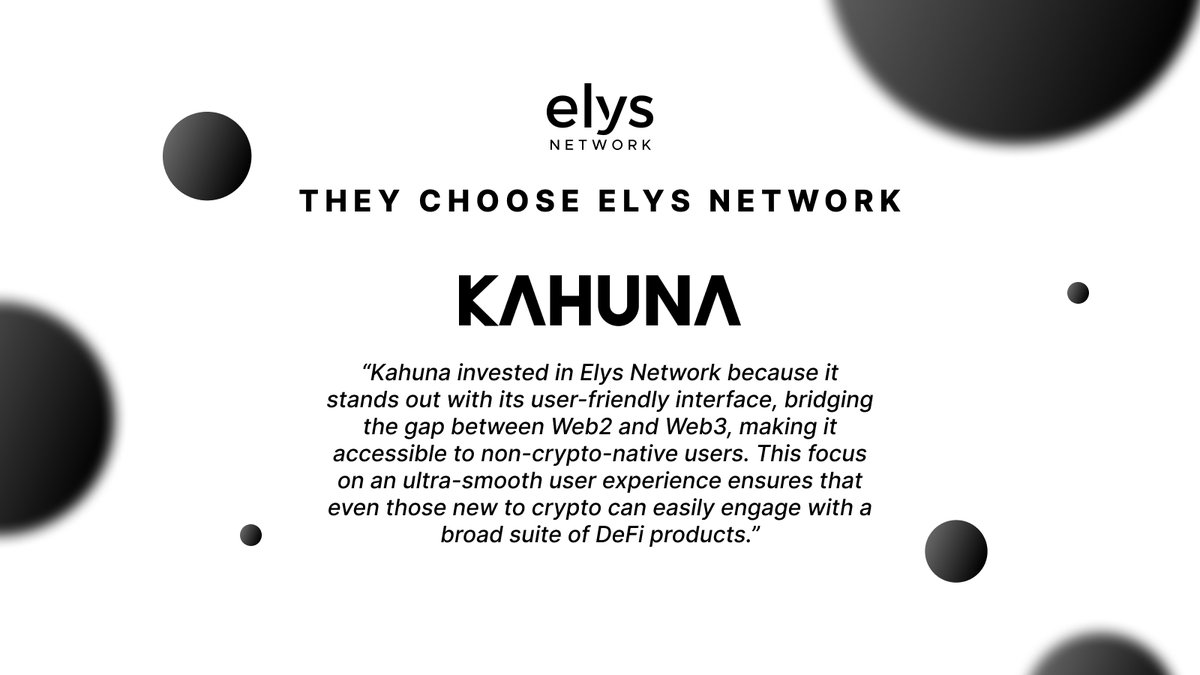 We'd like to extend our gratitude to @kahunahq for their support. @kahunahq appreciates Elys Network's ultra-smooth and user-friendly interface, which effectively bridges the gap between Web2 and Web3 users. Experience seamless interaction with a wide range of DeFi products.👇