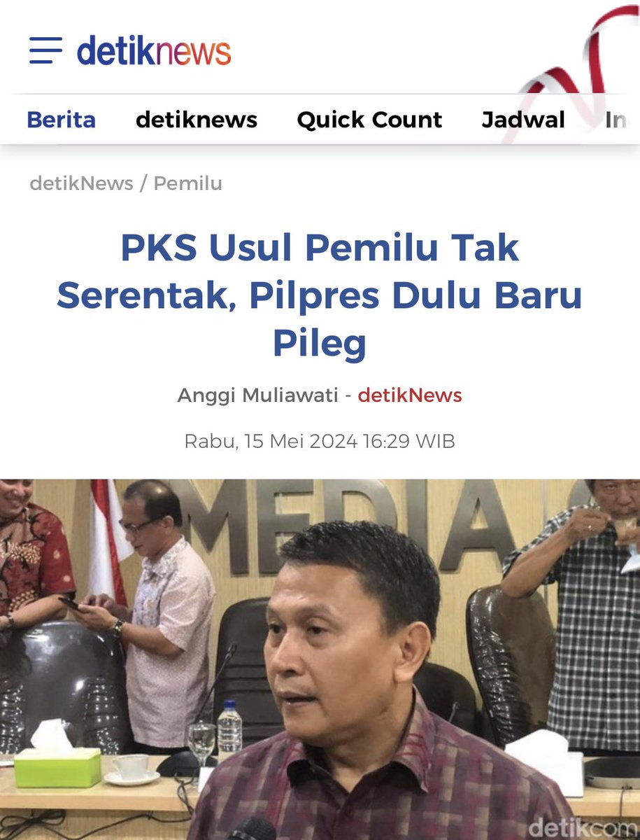 Untuk pemilu yang akan datang, saya mengusulkan Pilpres digelar lebih dulu dan disusul oleh Pileg. Dengan duluan maka itulah esensi presidensialisme. Dan presiden terpilih itu nanti akan bisa menghasilkan pemilu legislatif yang partainya itu naik. Kalau itu tidak terjadi kita