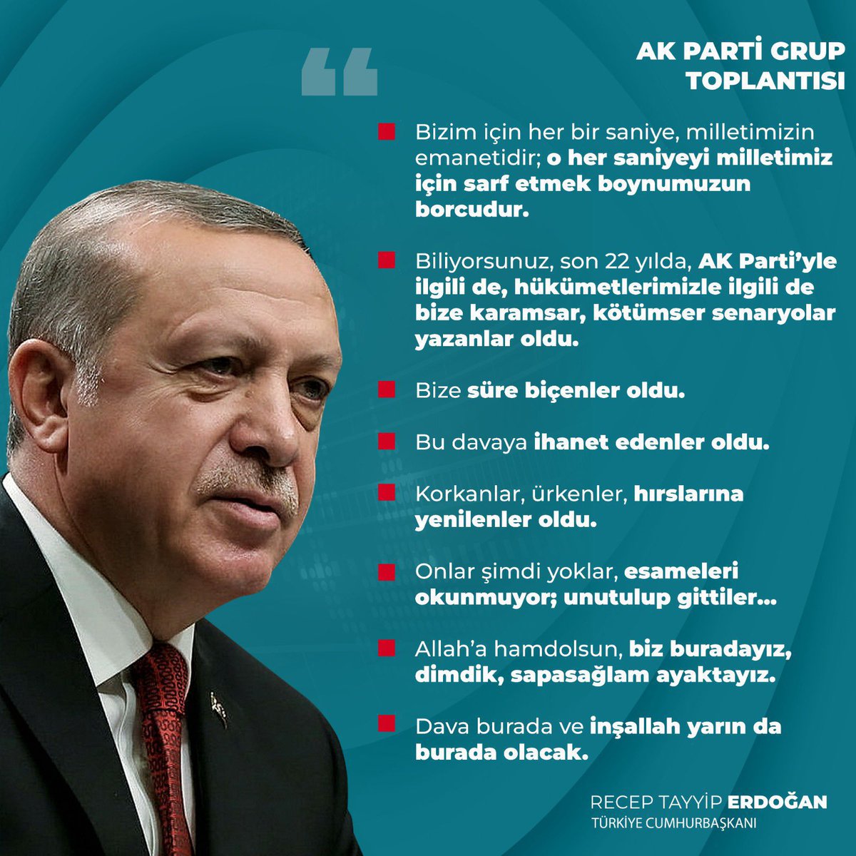 Genel Başkanımız ve Cumhurbaşkanımız Sayın @RTErdogan ‘ın AK Parti Grup Toplantımızda yaptığı önemli açıklamalar…