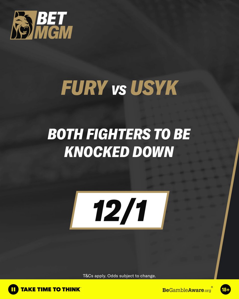 3️⃣ 𝗗𝗔𝗬𝗦 𝗧𝗢 𝗚𝗢 🥊 Excitement is starting to build... but will both fighters fall? 👀 Check out our 𝙎𝙋𝙀𝘾𝙄𝘼𝙇 on Tyson Fury 𝘼𝙉𝘿 Oleksandr Usyk being knocked down on Saturday 👇 More info here: betmgm.uk/425GV48 #FuryUsyk