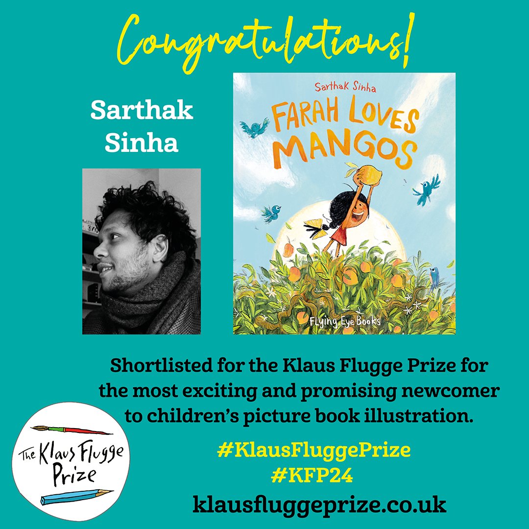 🎉 Exciting news! Farah Loves Mangos has been shortlisted for the @KlausFluggePr! Congratulations to illustrator #SarthakSinha. We are delighted to see this beautiful debut picture book shine in the spotlight!⁠