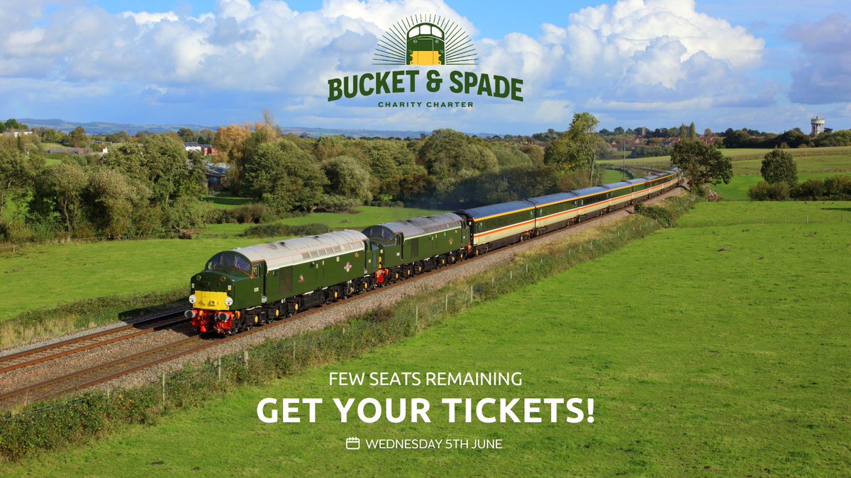 ⏰ Time is running out to secure your place on our Bucket and Spade Charity charter hauled by Class 40 locomotive D213 ‘Andania’ with First Class Intercity carriages. Don't miss out! 🚂 ➡ branchline.uk/fixture_set_id… #Class40 #CharityCharter