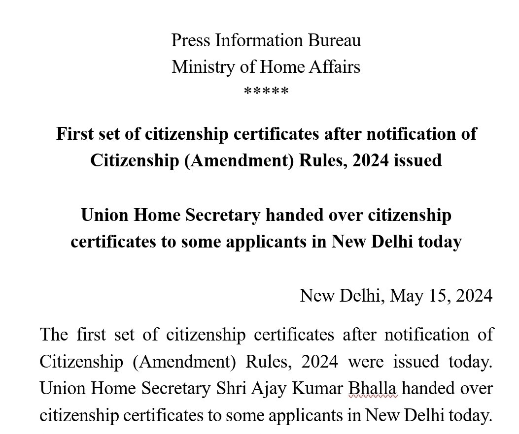 NDA walks the talk on handing out a lifeline to those fleeing Islamist bigotry in India's neighborhood. First CAA certificates handed out to 14 who fled Islamist terror in Pak, Bangladesh and Afghanistan.