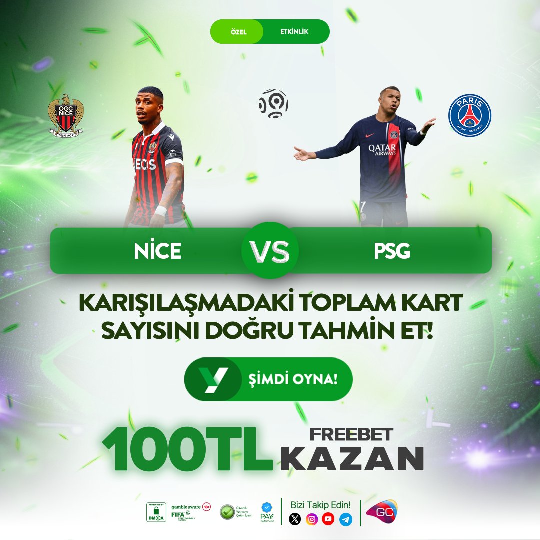ResmiYesbet's tweet photo. 🎁Nice & PSG Karşılaşmasında Kaç Korner Olur ?
✅Resmi X Hesabımız Üzerinden Doğru Tahmin Et , 100 TL Freebet Kazan.
✅Tüm Kullanıcılarımız Katılabilir.
✅100 TL Freebet Çevrimsizdir.
🔓 Yesbet Lisanslı , Güvenilir ve Profesyonel Hizmet
#yesbet #yesbetgiris #psg