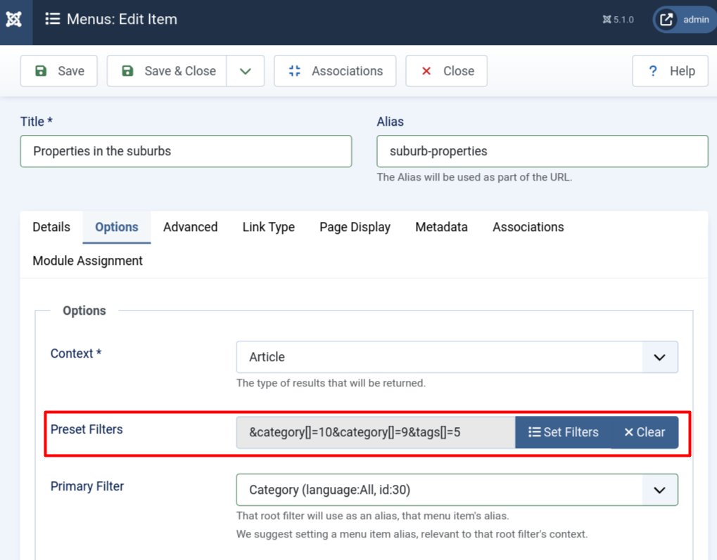 thebluecoder's tweet image. Coming .. 😎
Ability to create pages with preset filters.
I.e. any type of page, presetting the filters in the menu item.
This was asked many times and we implement it #JFilters #joomla