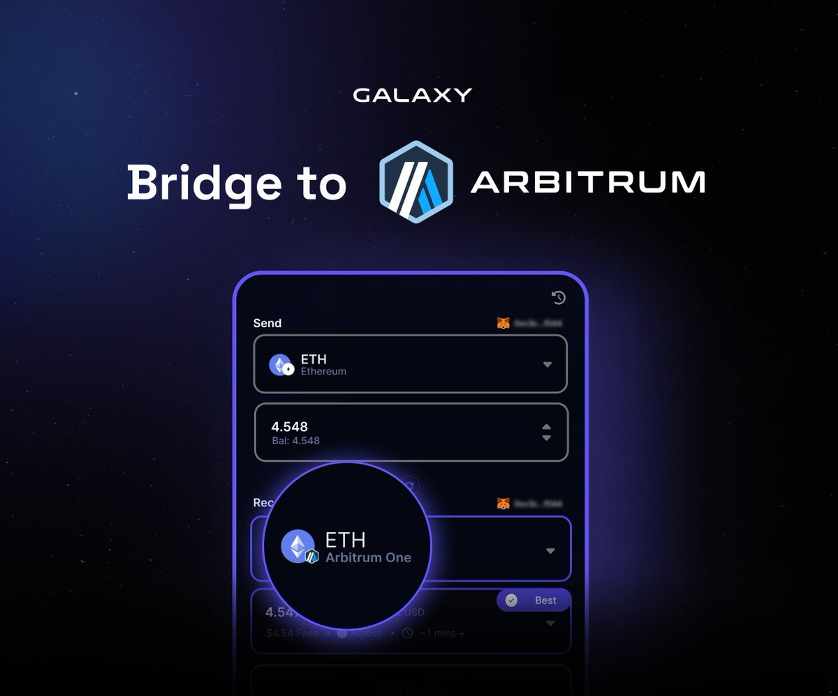 🌌 @arbitrum chain has joined the party for cross-chain swaps on Galaxy! Whether you're cruising on Ethereum or any other chain, now you can swap with ease from major EVM chains to Arbitrum! 🌟 No hassle, just interstellar swaps! 🌠 Try here: galaxy.exchange/swap