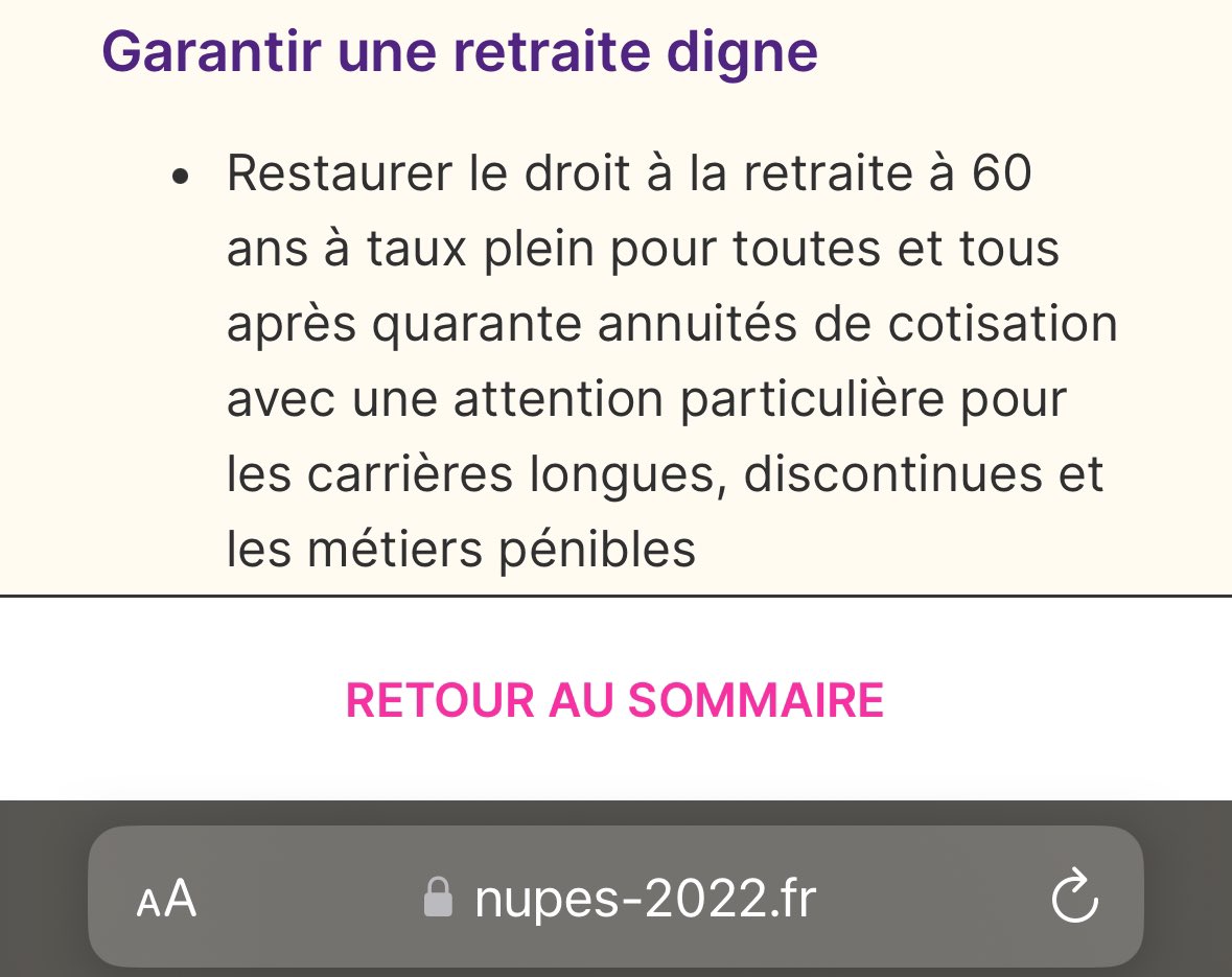 Monsieur @faureolivier, voici le passage du programme de la #NUPES sur la retraite à 60 ans pour toutes et tous. 

La campagne électorale ne justifie pas de mentir sur l’engagement que vous avez pris devant les Français il y’a deux ans.