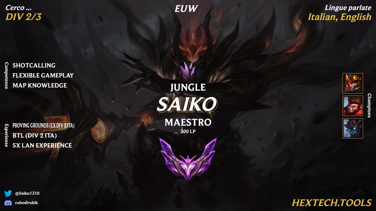 Hello, After the last split im LFT Mainly looking for Italian BTL or Div 3+. Likes and retweets are appreciated 

<a href="/LoL_LFT/">LoL Looking For Team 🇮🇹 🇪🇺</a>
<a href="/lft_prime/">Prime League LFT</a>
<a href="/LFT_LoL_EU/">LFT_LoL_EU</a>
<a href="/LoL_LFT_Fr/">LoL LFT Fr</a>
<a href="/LFT_ES/">LFT SPAIN</a>
<a href="/LFT_PL/">LFT POLAND</a>