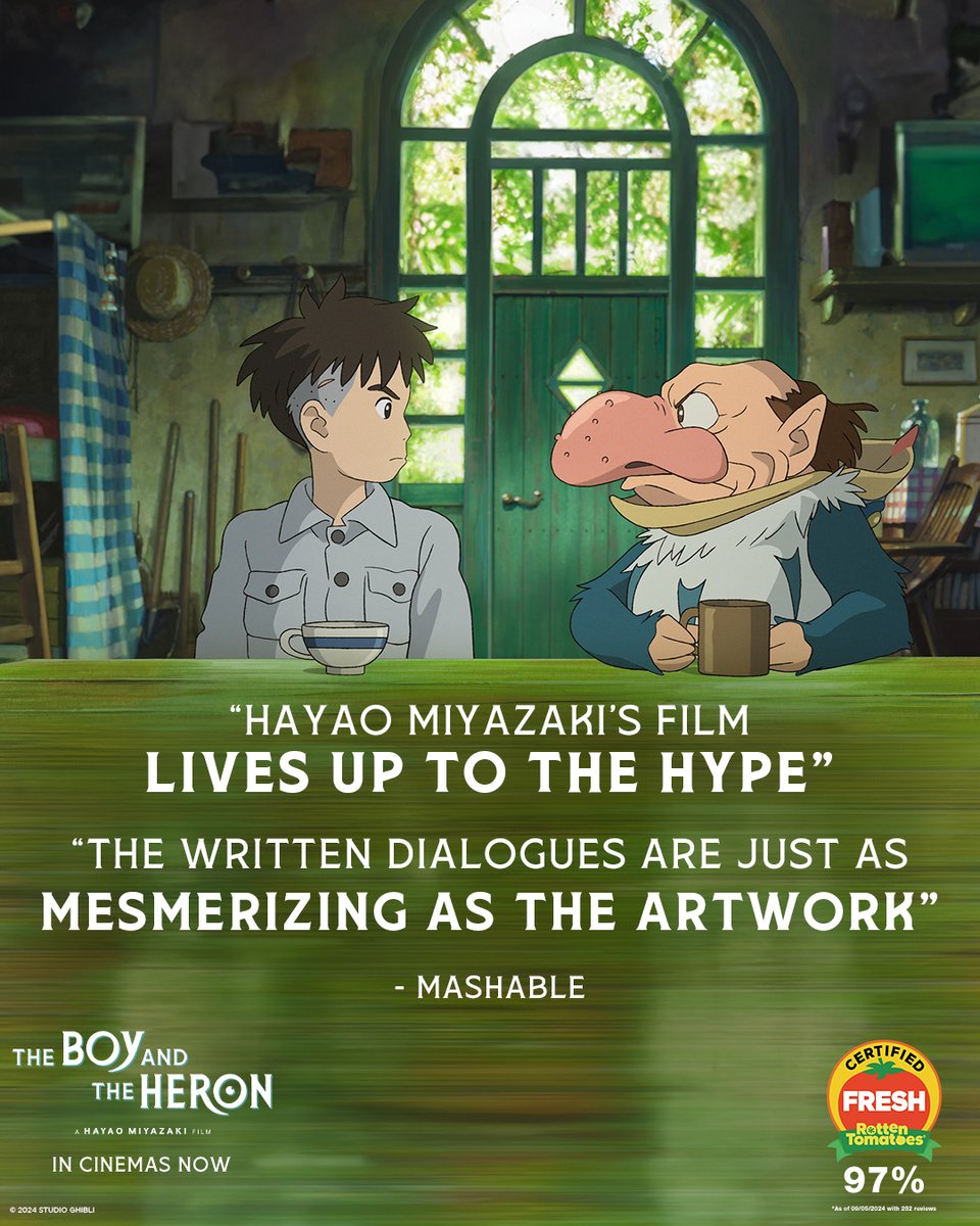 Let your imagination soar with Hayao Miyazaki’s latest grand animation, #TheBoyAndTheHeron now showing in Cinemas near you! Book your tickets now: bookmy.show/e/TheBoyAndThe… NOW PLAYING in cinemas in Japanese with English Subtitles & English Dubbed Versions.​ #StudioGhibli