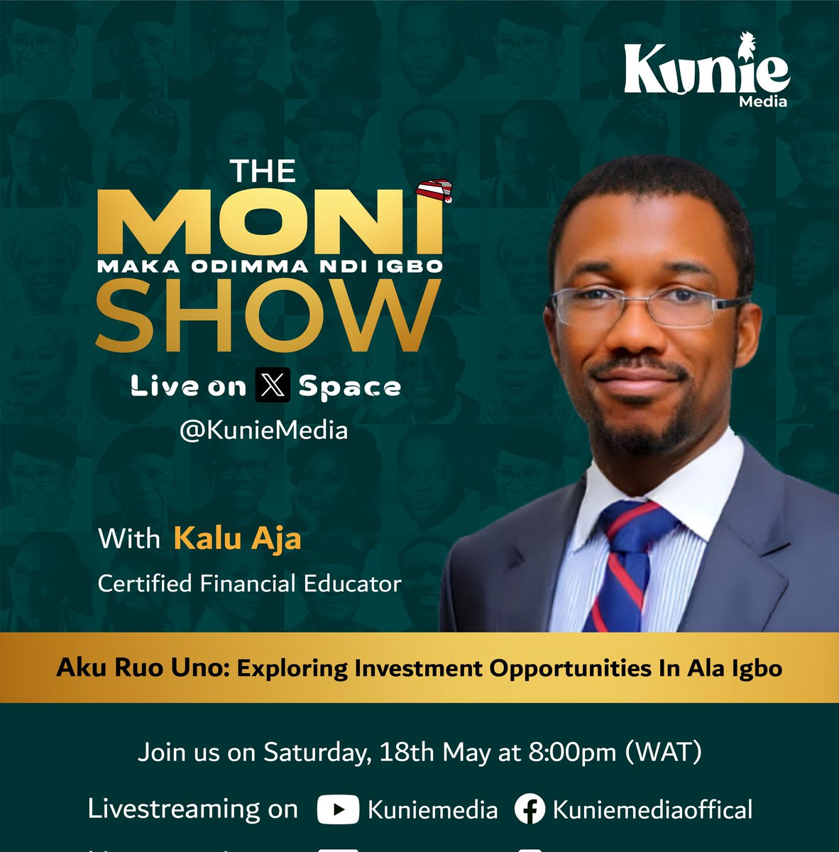 Umu Igbo ndi oma, join us again on The MONI Show on Saturday at 8pm (WAT) as we delve into the 'Aku Ruo Uno' conversation and explore investment opportunities in Ala Igbo with @FinPlanKaluAja2 Oge elugo! Are you ready? Gwakwa umu Igbo ibe gi. #IgboAmaka #TheMONIShow #AkuRuoUno