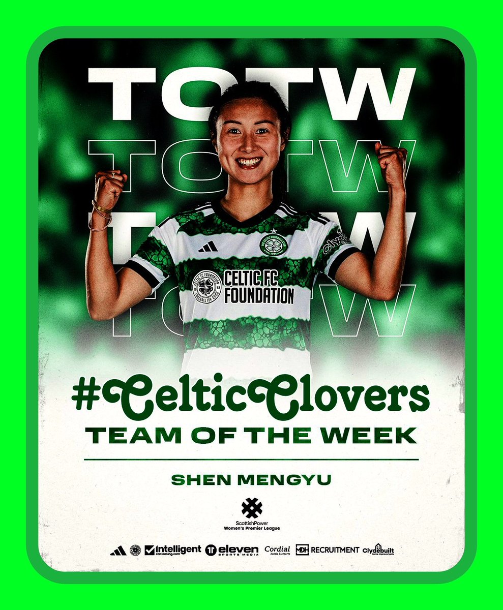 👏 Congratulations to @shen_mengyu who takes her place in the @SWPL TOTW after her goal scoring display against Partick Thistle on Sunday ⚽️

Well deserved Shenny 🙌

#CelticFC🍀#COYGIG #CelticClovers 🍀🍀