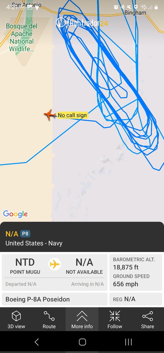 norb420's tweet photo. #AE681F as ? Finished up and maybe headed back to Point Mugu. Switched to S mode shortly after leaving WSMR and climbed altitude. 
#000000 as #N43 this one made an appearance or two, this is the only screenshot I got of it. https://t.co/K1xWCpvFUM