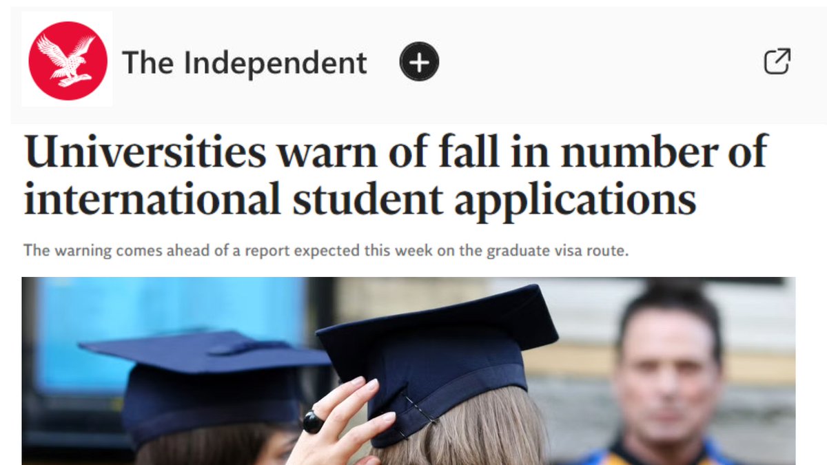 Yes, and international student applications are also down. The same international students who contribute £42bn to the economy and are propping up our broken education system. This cruel and self-destructive attack on international students must end. independent.co.uk/news/uk/univer…