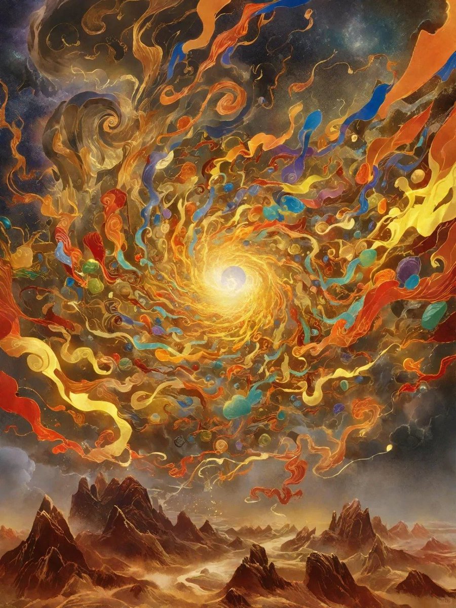 往古之时，四极废，九州裂，天不兼覆，地不周载。火爁焱而不灭，水浩洋而不息。猛兽食颛民，鸷鸟攫老弱。
#山海经#东方美学 #古风 #女娲补天 #国画山水  #国风插画
