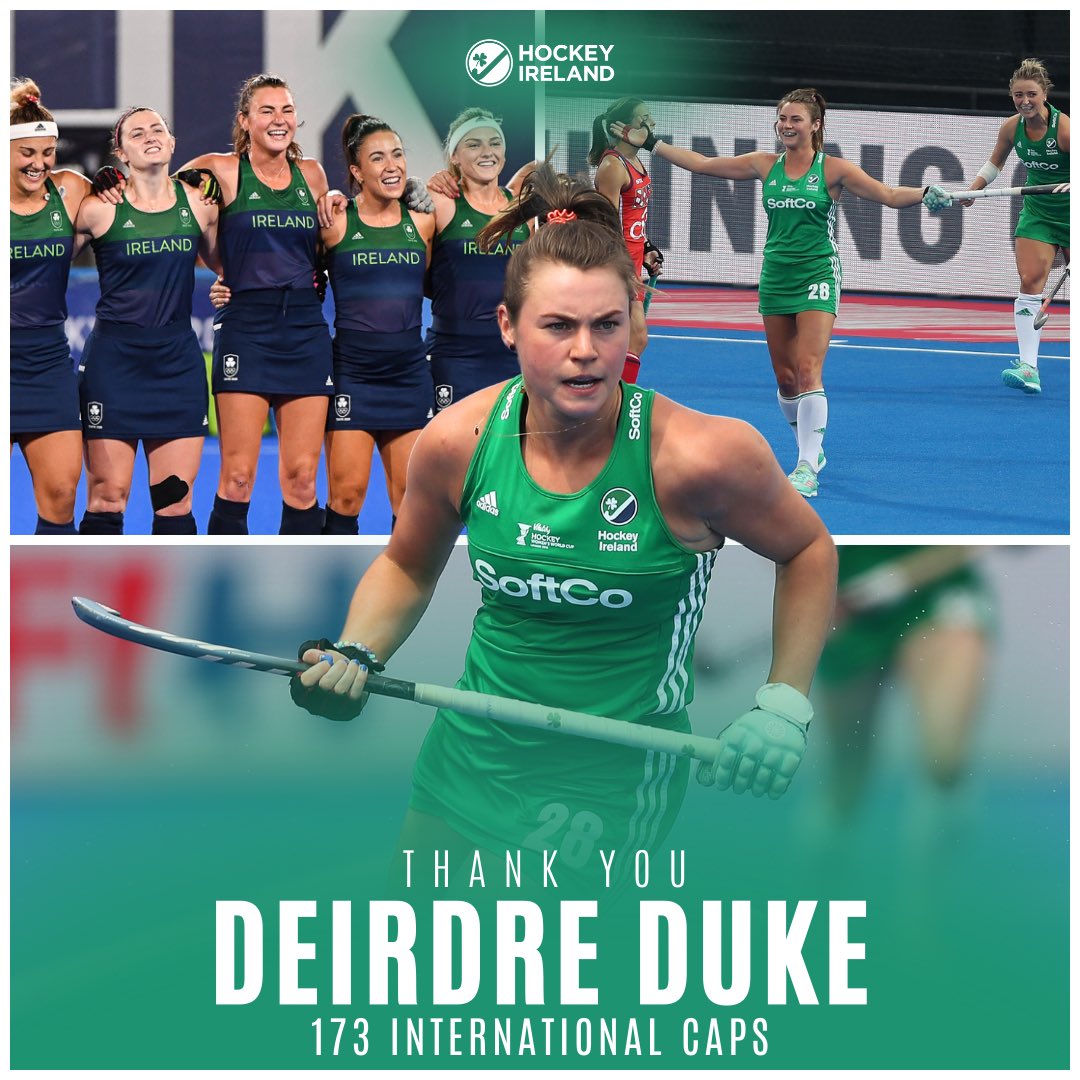𝙏𝙝𝙖𝙣𝙠 𝙮𝙤𝙪, 𝘿𝙚𝙞𝙧𝙙𝙧𝙚 𝘿𝙪𝙠𝙚 Today, Deirdre announces her retirement from International hockey. Since making her senior debut in 2013, Deirdre earned 173 caps, scoring some of Ireland's most important and iconic goals in the process. Thank you, Deirdre