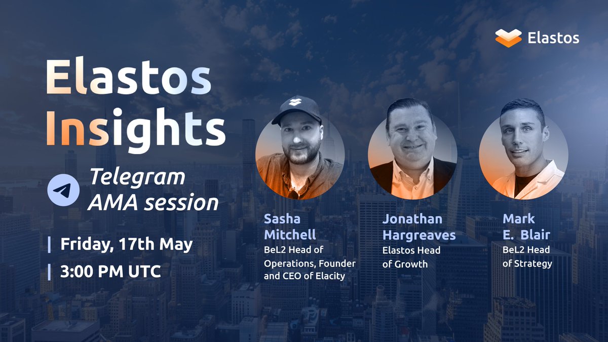 🎙️Elastos Insights – Session #10🎙️ 📅 Clear your schedules for another exciting AMA session this Friday in our Telegram community group! We will be discussing, among others: 🔸The recently revealed Loan App; 🔸BeL2 developments; 🔸Recently announced partnerships; 🔸The team…