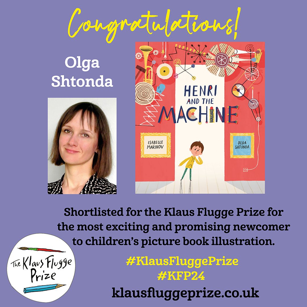 Congratulations Olga Shtonda, shortlisted for the 2024 #KlausFluggePrize for most exciting newcomer to #picturebook #illustration @templarbooks. All the visual jokes in Henri and the Machine land say our judges and they made them laugh. ow.ly/RnR150RGH12