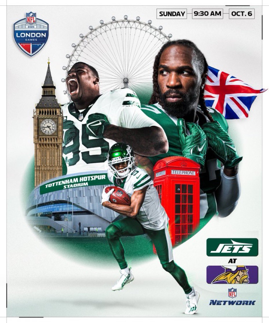 Jets and Vikings will play in London on Sunday, Oct. 6.