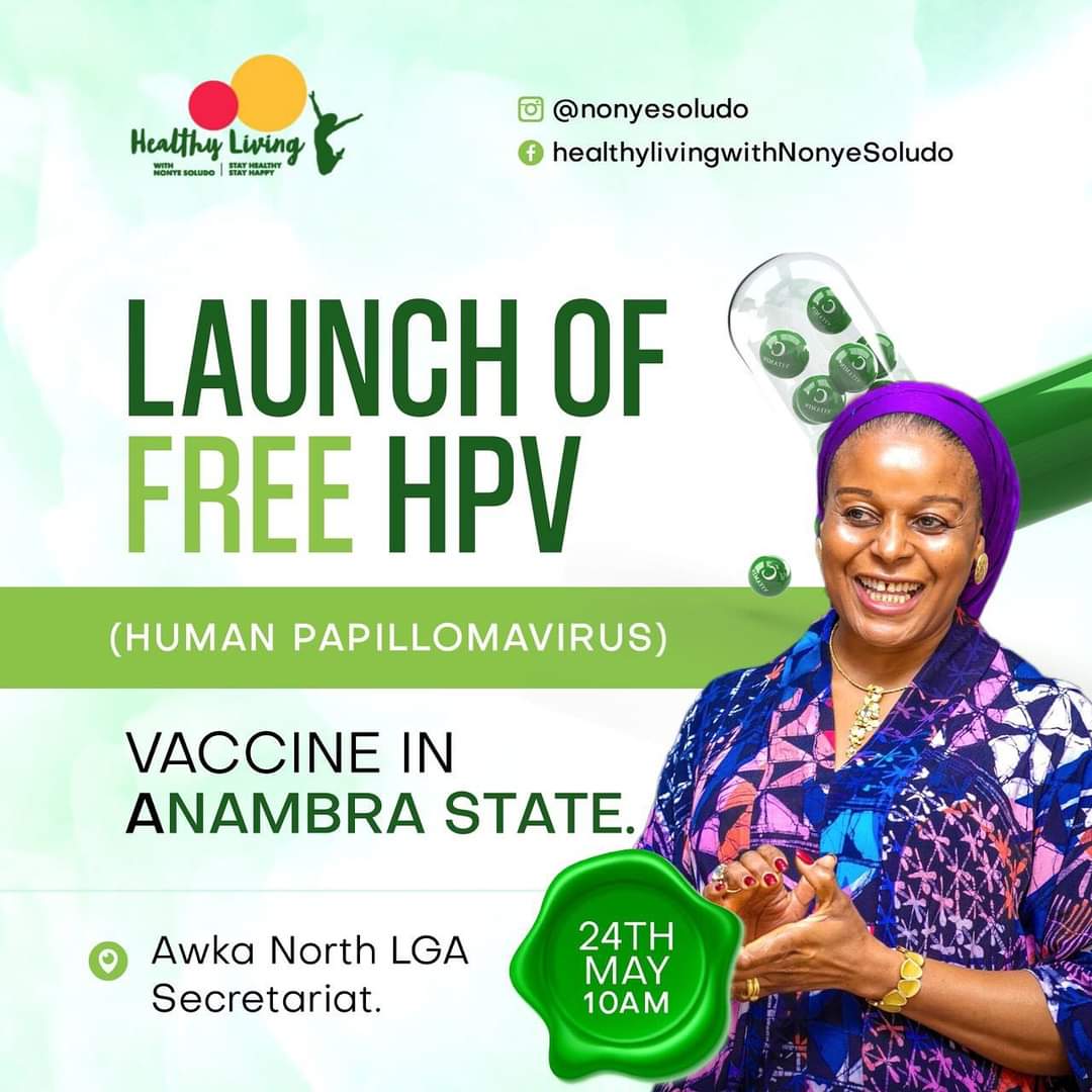 First Lady Mrs. Soludo declares war on cervical cancer! Anambra State launches HPV vaccination program on May 24th for girls aged 9-13. Let's take action & defeat this monster together! #HPVvaccination #CervicalCancerAwareness #HealthyLivingWithNonyeSoludo