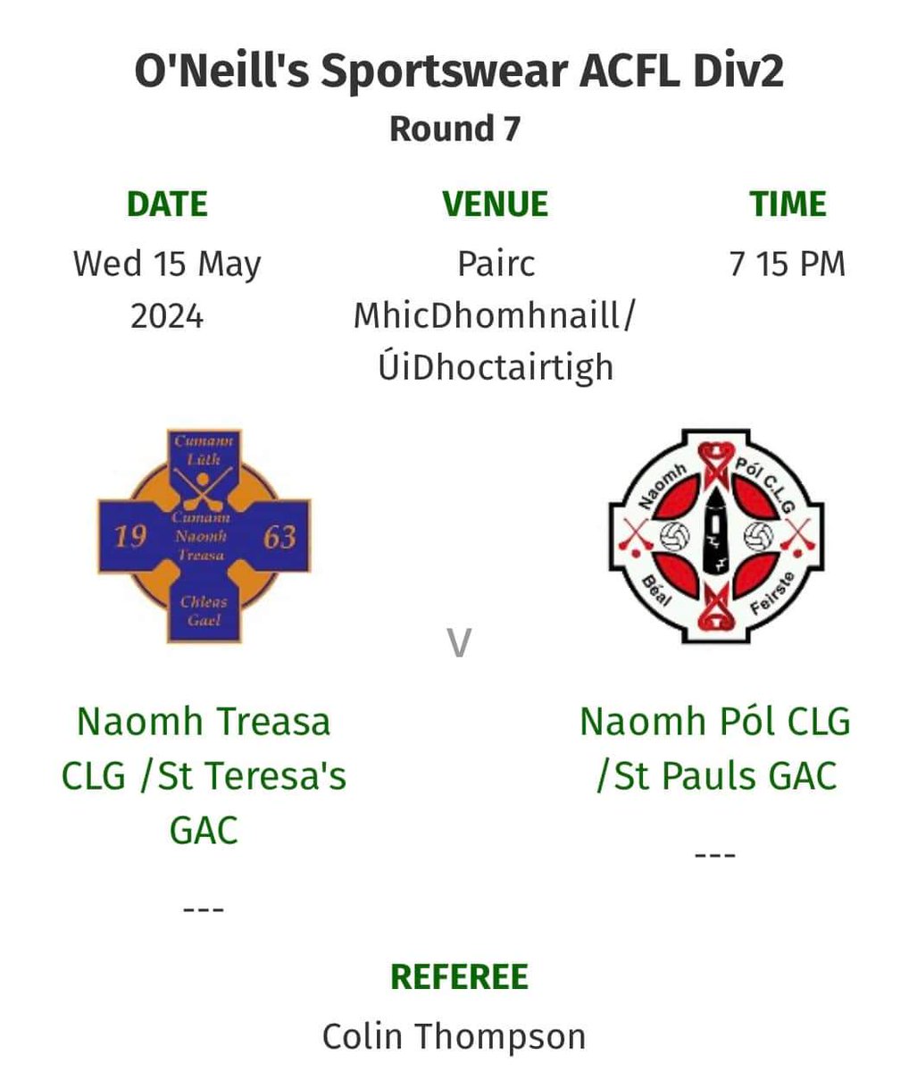 Our Senior Footballers continue their league campaign this evening at home v St Paul's, throw in 7.15pm. All support welcome 💛💙