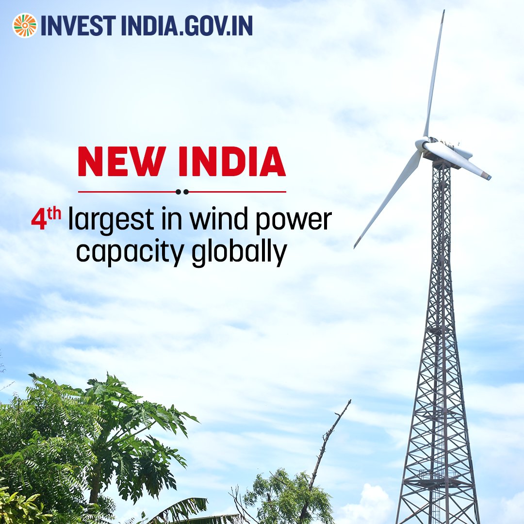 Ride the winds of change with India, which has an installed #windpower capacity of ~46 GW, helping the country build a green future and reduce its #carbonfootprints.

Power your growth sustainably with India:  bit.ly/II-Renewable

#InvestInIndia #RenewableEnergy #WindEnergy