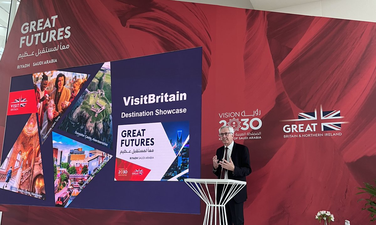 Our Chairman @nickdebois opens our 'destination showcase' in #Riyadh. '#GREATFUTURES is about building connections, forging partnerships, encouraging trade. We're bringing #British destinations together with top #Saudi travel companies to explore opportunities & to do business.