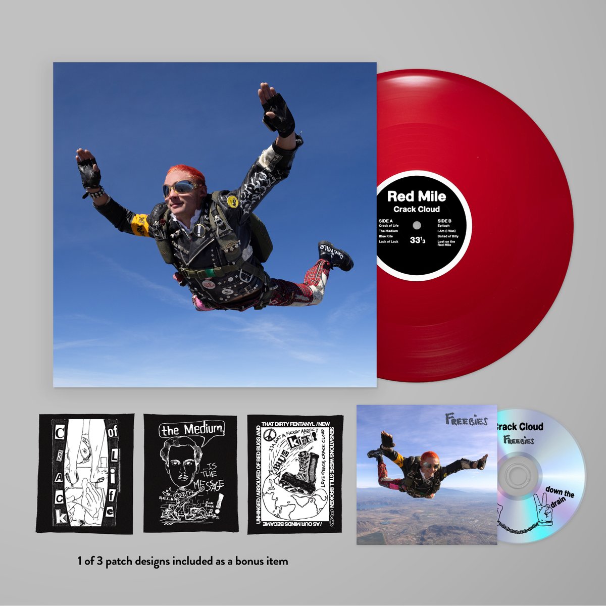 PRE SALE @dinkededition #298 @CrackCloudEU - 'Red Mile' ● “Burn Out” red vinyl * ● “Freebies”’ CD with 2 unheard bonus tracks * ● Red Mile exclusive art patch (1 of 3 designs) * ● Numbered edition * ● Limited pressing of 600 * actionrecords.co.uk/buy/red-mile-d…