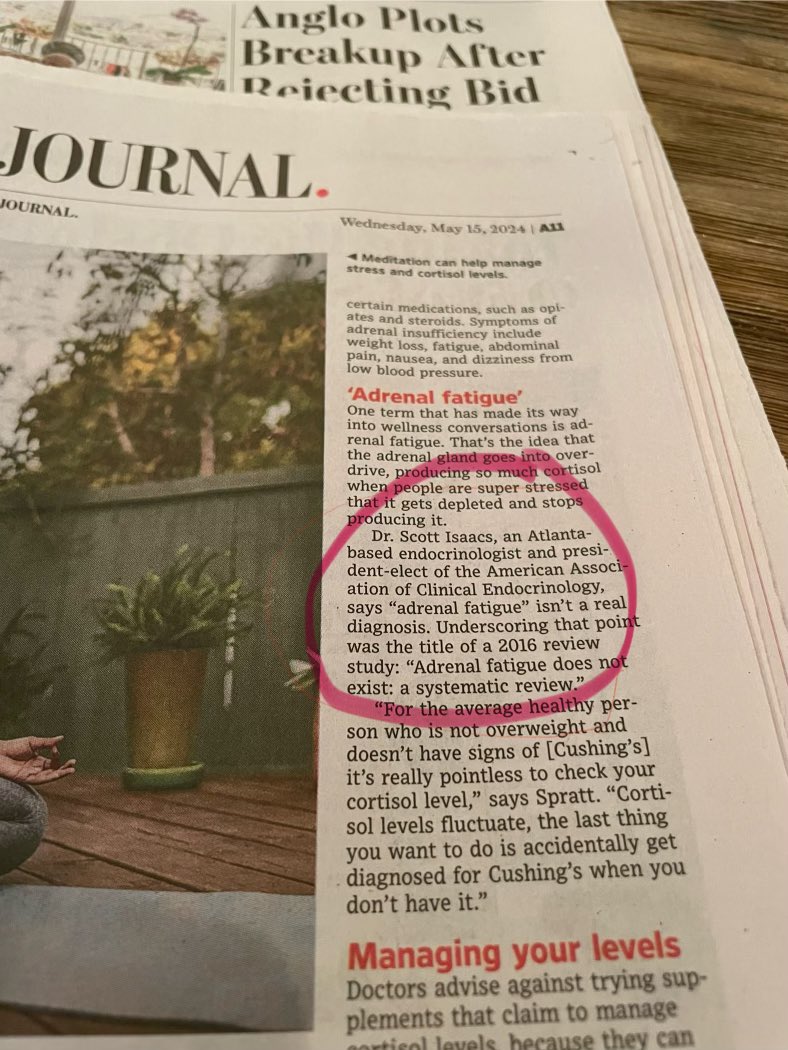 Adrenal fatigue is a fake diagnosis. @TheAACE @WSJ #adrenalfatigue