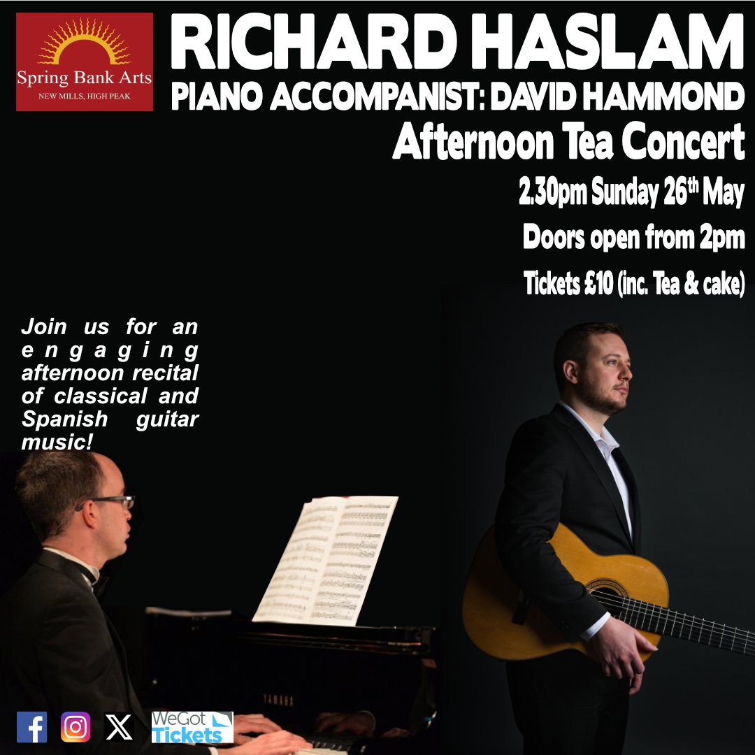 Winner of best Solo Instrumental Performance Award Buxton Festival Fringe 2017, Richard Haslam is not a talent you'll want to miss. For info click here wegottickets.com/event/614071
#springbankarts #newmills #highpeak #derbyshire #events #concert #livemusic