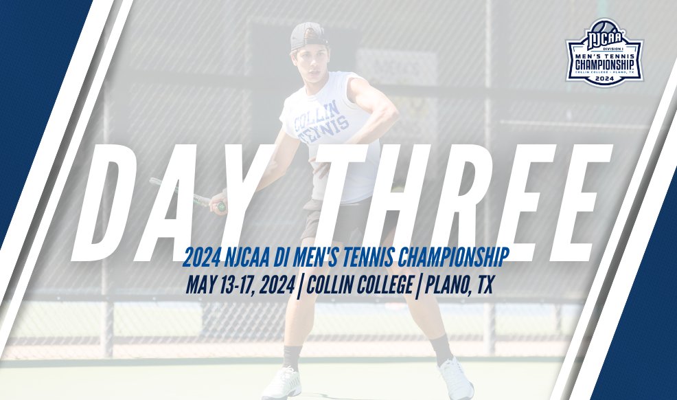 The competition is heating up! 🔥 Day 3⃣ of the 2024 #NJCAATennis DI Men's Championship is here as the quarterfinals begin at 8 AM CT. 📊tournamentsoftware.com/tournament/727… 💻njcaa.org/championships/…