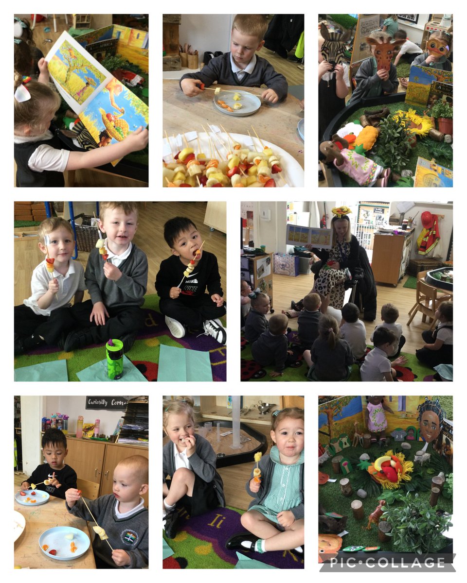 We have had a lovely morning exploring African animals, fruit and print. The children have made fruit kebabs, took part in fruit tasting and enjoyed the story Handa’s Surpise 🍍🍓🍌