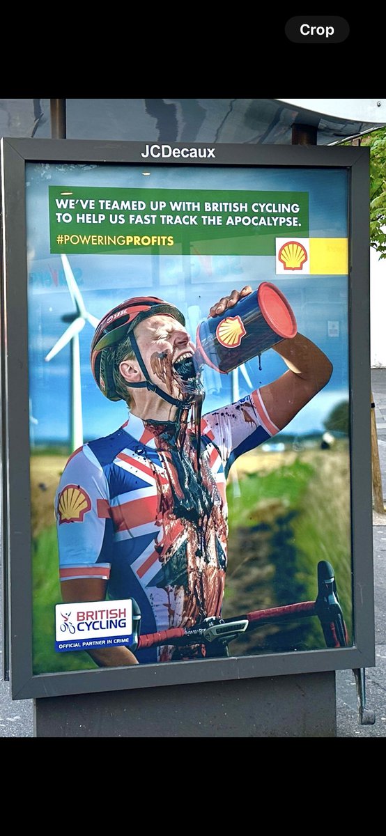 Some Reading, Berkshire bus stop posters #greenwash #shellAGM #BritishCycling ⁦@BritishCycling⁩ ⁦@Shell⁩ ⁦@nedboulting⁩ ⁦@millarmind⁩ ⁦@RealStephens⁩