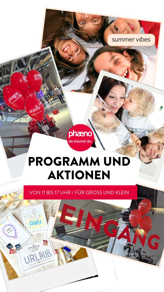 Save the date: Feiert mit uns den School’s Out Day am 21. Juni (letzter Schultag in Niedersachsen) 9-18 Uhr ☀️🫶🎉 Freut euch auf ein tolles Programm mit diversen Außen- und Innen-Aktivitäten, Workshops, Shows von 11 bis 17 Uhr. phaeno.de/schoolsoutday