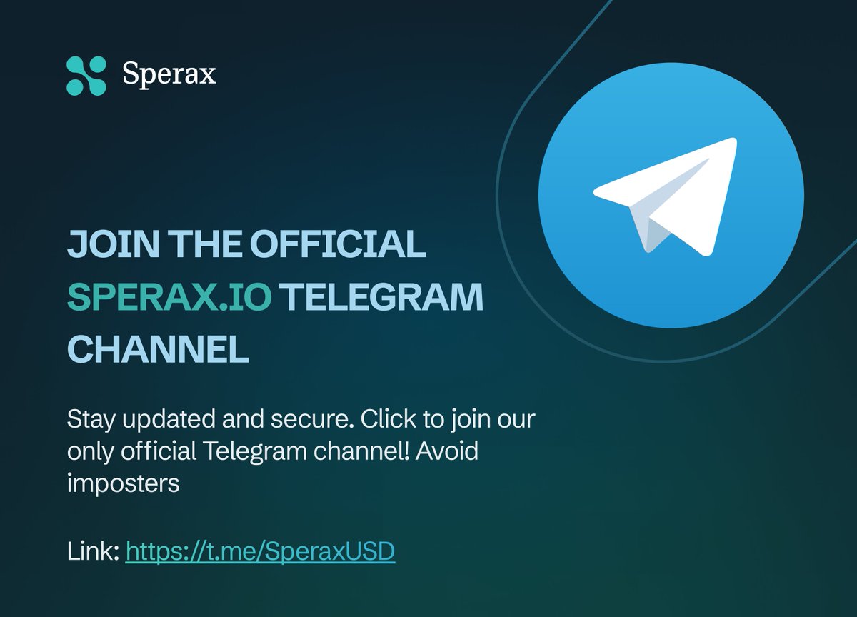 Sperax (@speraxusd) on Twitter photo Don't get fooled by imposters! 🤫
The ONLY place for true SPArtans. Get news and updates on our blue-tick verified Telegram channel.
Join now and stay ahead of the curve: t.me/SperaxUSD
#Sperax #crypto #insiderinfo #AmongUs Don't get fooled by imposters! 🤫
The ONLY place for true SPArtans. Get news and updates on our blue-tick verified Telegram channel.
Join now and stay ahead of the curve: t.me/SperaxUSD
#Sperax #crypto #insiderinfo #AmongUs
