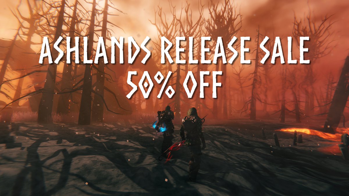 To celebrate the Ashlands launch, #Valheim is currently available at half price on Steam! This is the perfect opportunity to get your friends into the game 😉