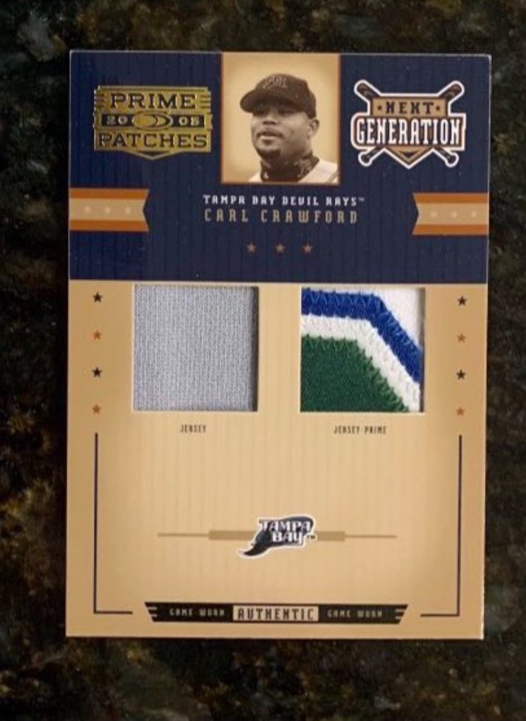 @84baseballcards @HobbyRetweet_ @CodiDaReposter @sportsfanmedia @SportsSell3 Carl Crawford 2005 Prime Patches Next Generation 3 Color Patch + Jersey #’d /15 $20 Stack or $5 shipping