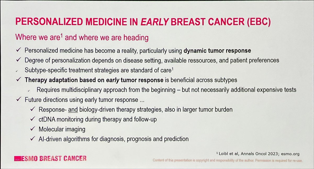 Here the remarks of an amazing lecture exploring the reality of precision medicine in breast cancer by Nadia Harbeck #ESMOBreast24 #ESMOAmbassadors