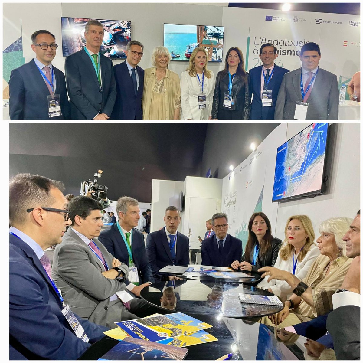 El #PuertodeMálaga estuvo presente en #Logismed, junto a los #puertosandaluces para establecer sinergias comerciales con el norte de África en materia de #mercancias. 🏗⛴️