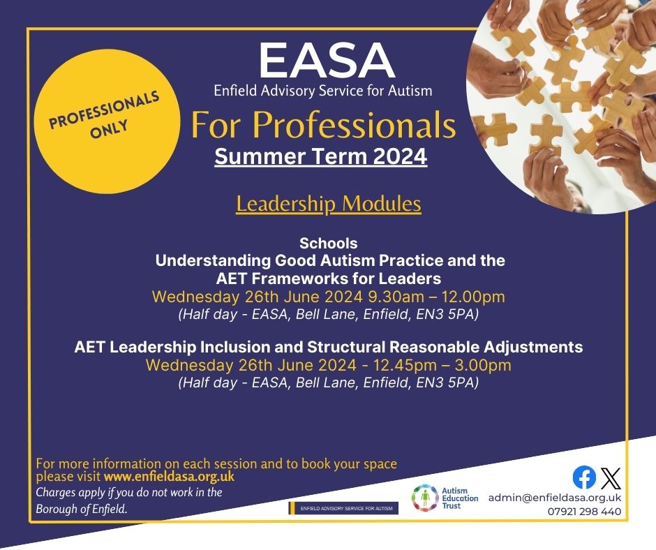 📢For Professionals only. Due to lots of interest in the AET Leadership modules, we have just added a new date in June. 
Now available to book on our website.

enfieldasa.org.uk