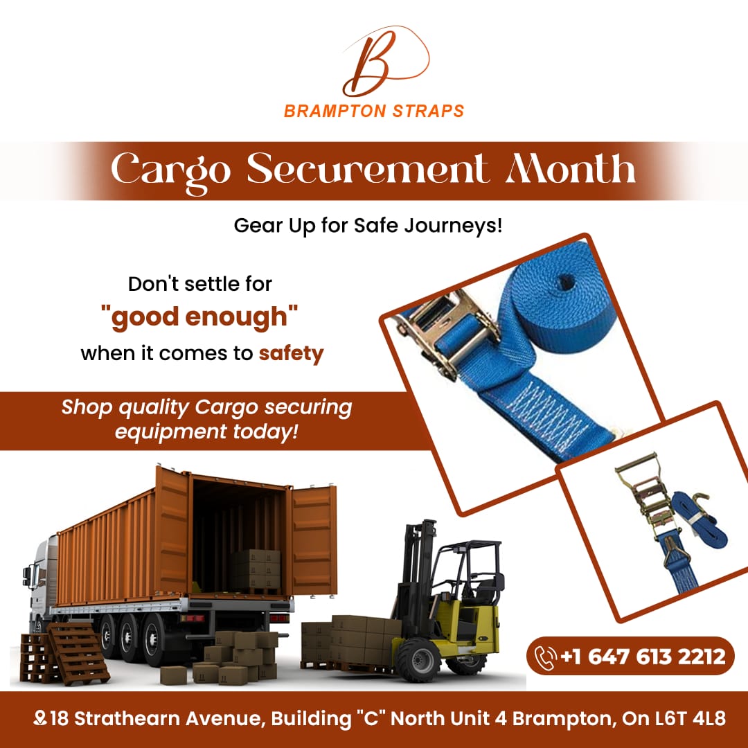 Strap in for Safety this Cargo Securement Month! 🚛✅ Don't settle for 'good enough' when it comes to securing your cargo. Gear up with top-quality equipment for peace of mind on every journey. 

☎️+16476132212

#SecureCargo #RatchetStrap #BramptonStraps #CargoGuardians